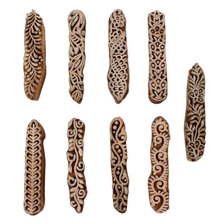 Set of 9 Piece New Mix Wooden Printing Blocks